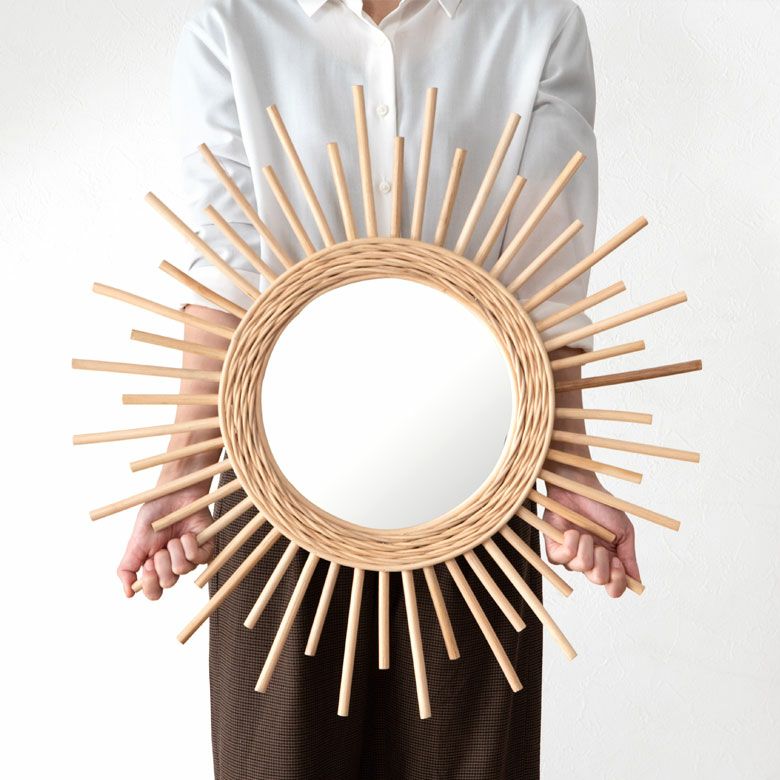 壁掛け式太陽モチーフ丸型ミラー 鏡 | インテリア雑貨のPayung(パユン)