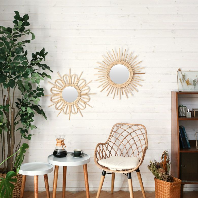 壁掛け式太陽モチーフ丸型ミラー 鏡 | インテリア雑貨のPayung(パユン)