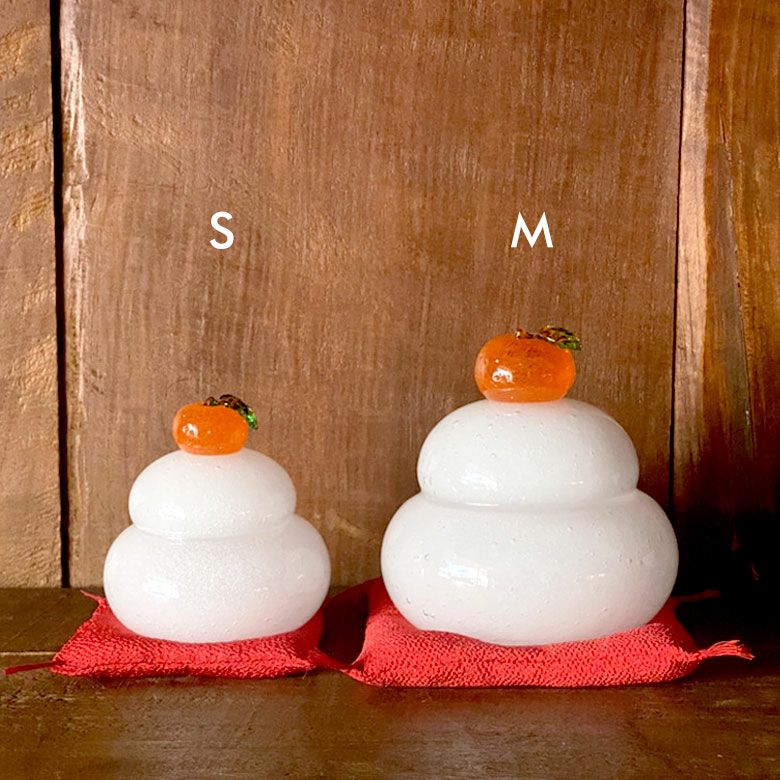 泡ガラスの鏡餅 M | インテリア雑貨のPayung(パユン)