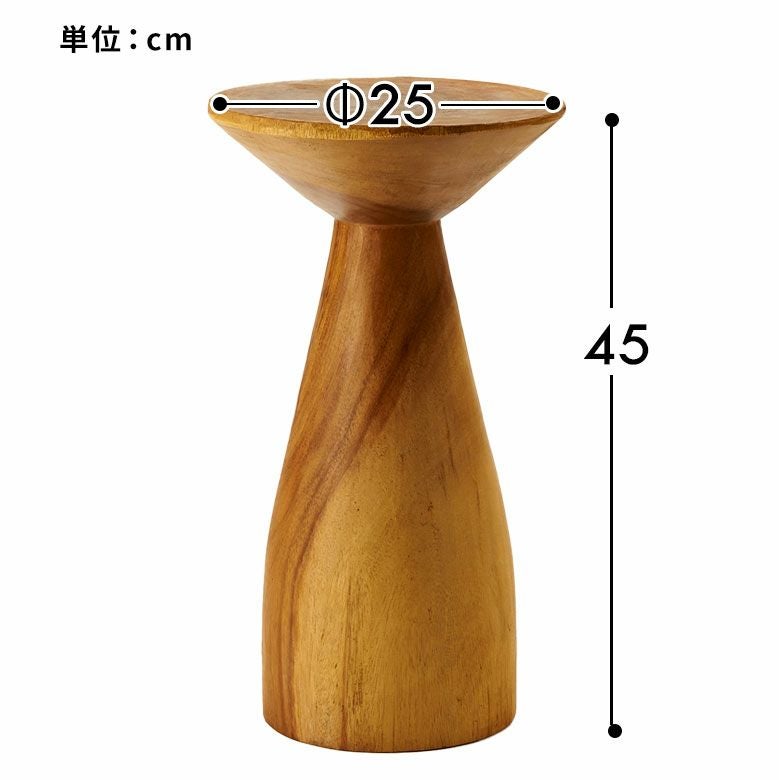 モンキーポッドの無垢材を使用したハンドメイドのサイドテーブル 25×25