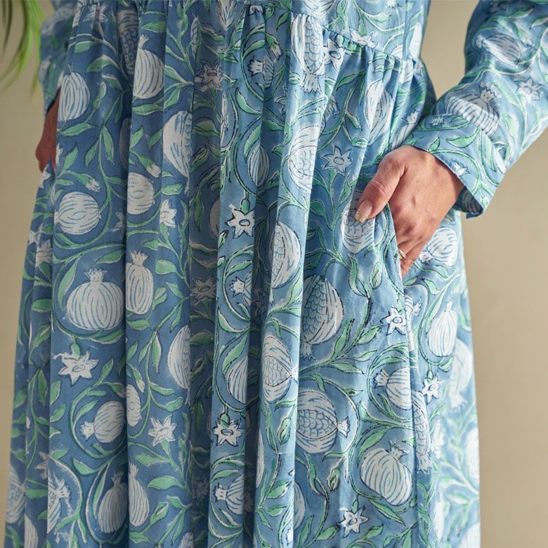 ブロックプリントワンピース サマーざくろ | インテリア雑貨のPayung