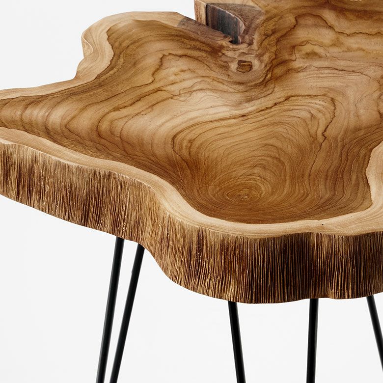 天然チークウッドの切り株サイドテーブル | インテリア雑貨のPayung