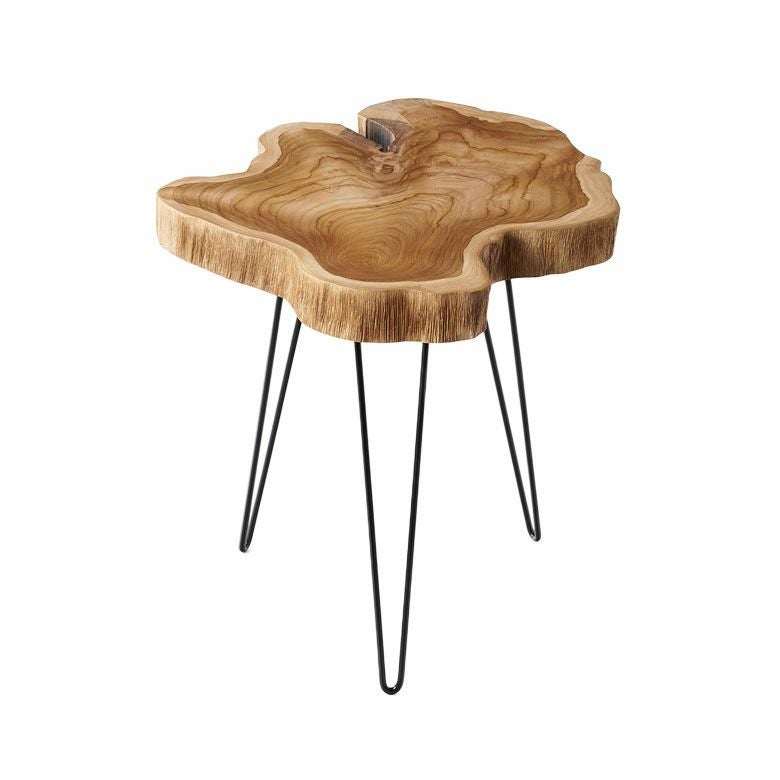 天然チークウッドの切り株サイドテーブル | インテリア雑貨のPayung