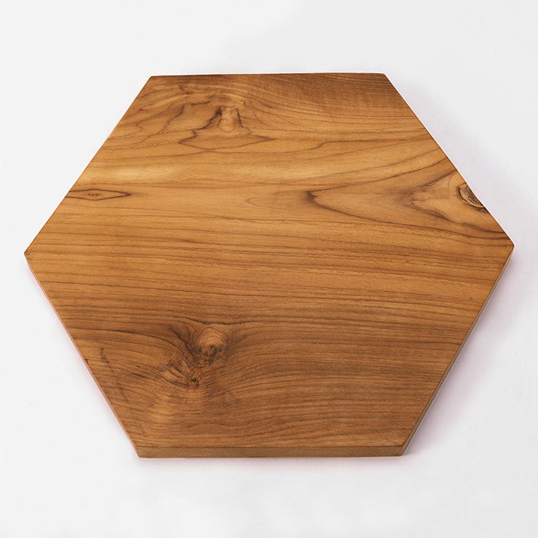 チーク無垢の六角形のトレイ L 34.5×30cm | インテリア雑貨のPayung